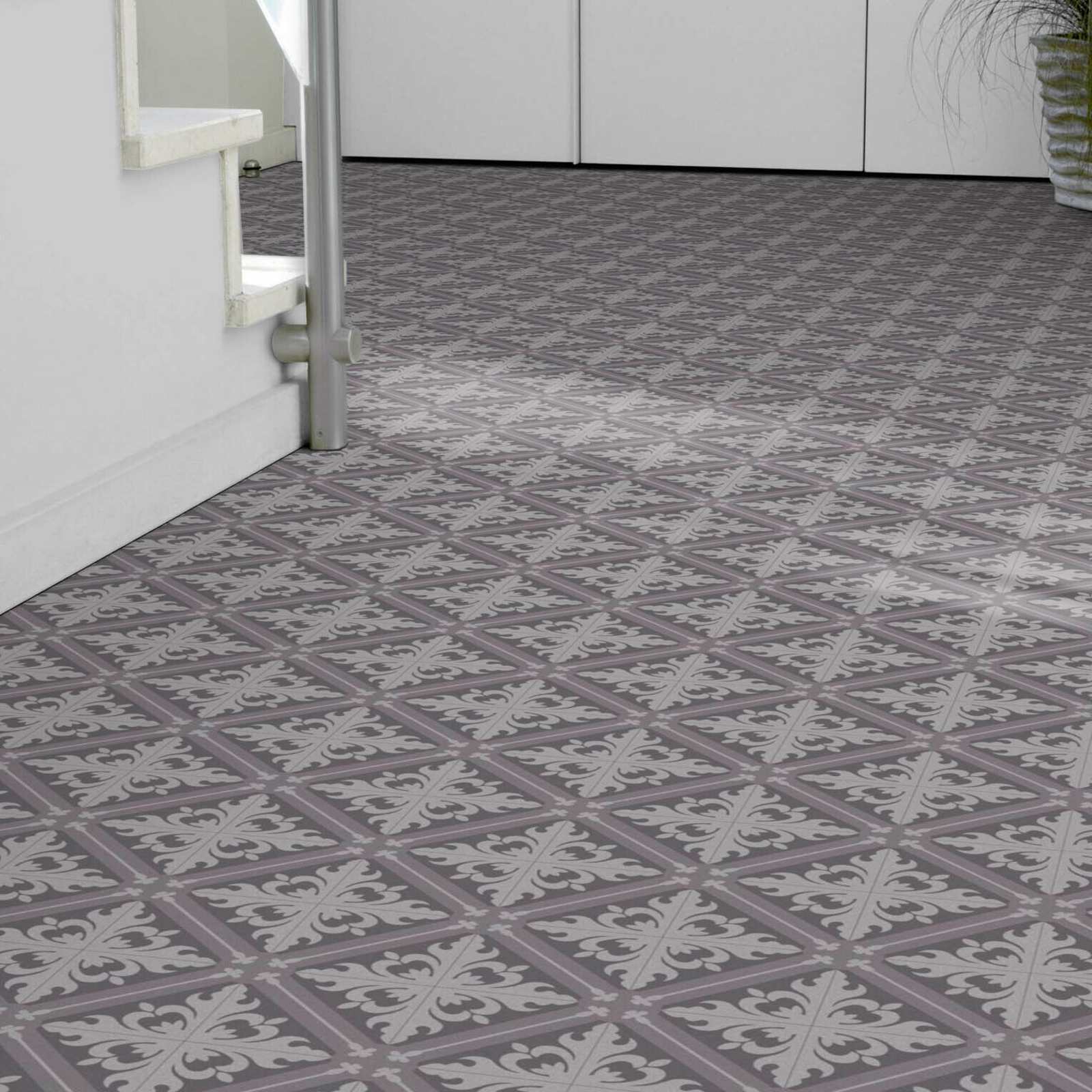 PVC Bodenbelag Tarkett 280T Fliese Istanbul Tile Cold Grey mit Textilrücken