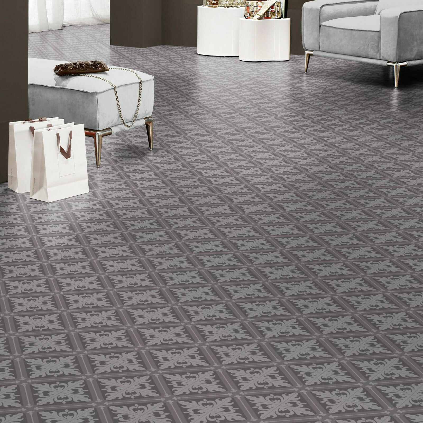 PVC Bodenbelag Tarkett Iconik 280T Istanbul Tile Cold Grey mit Textilrücken - Länge 25 Meter